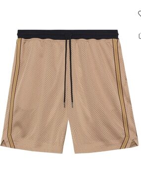 John Elliott Men's Tan Stripe-Detail Mesh Shorts